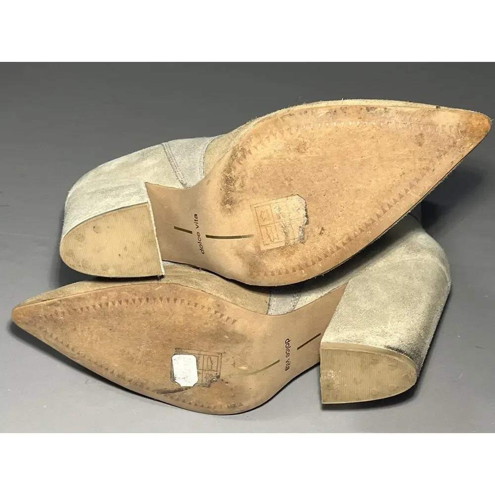 Dolce Vita Nestly Boots Womens Size 8 Beige‎ Suede Color Block Ankle Block Heel